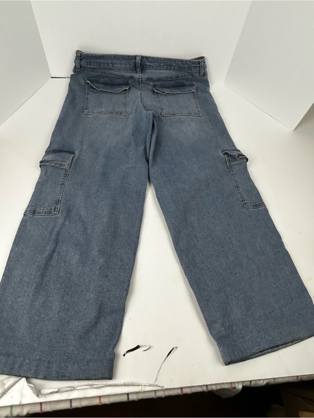 Women's Cargo Wide Leg Blue Jeans Sz 10 Juniors - Picture 2 of 6